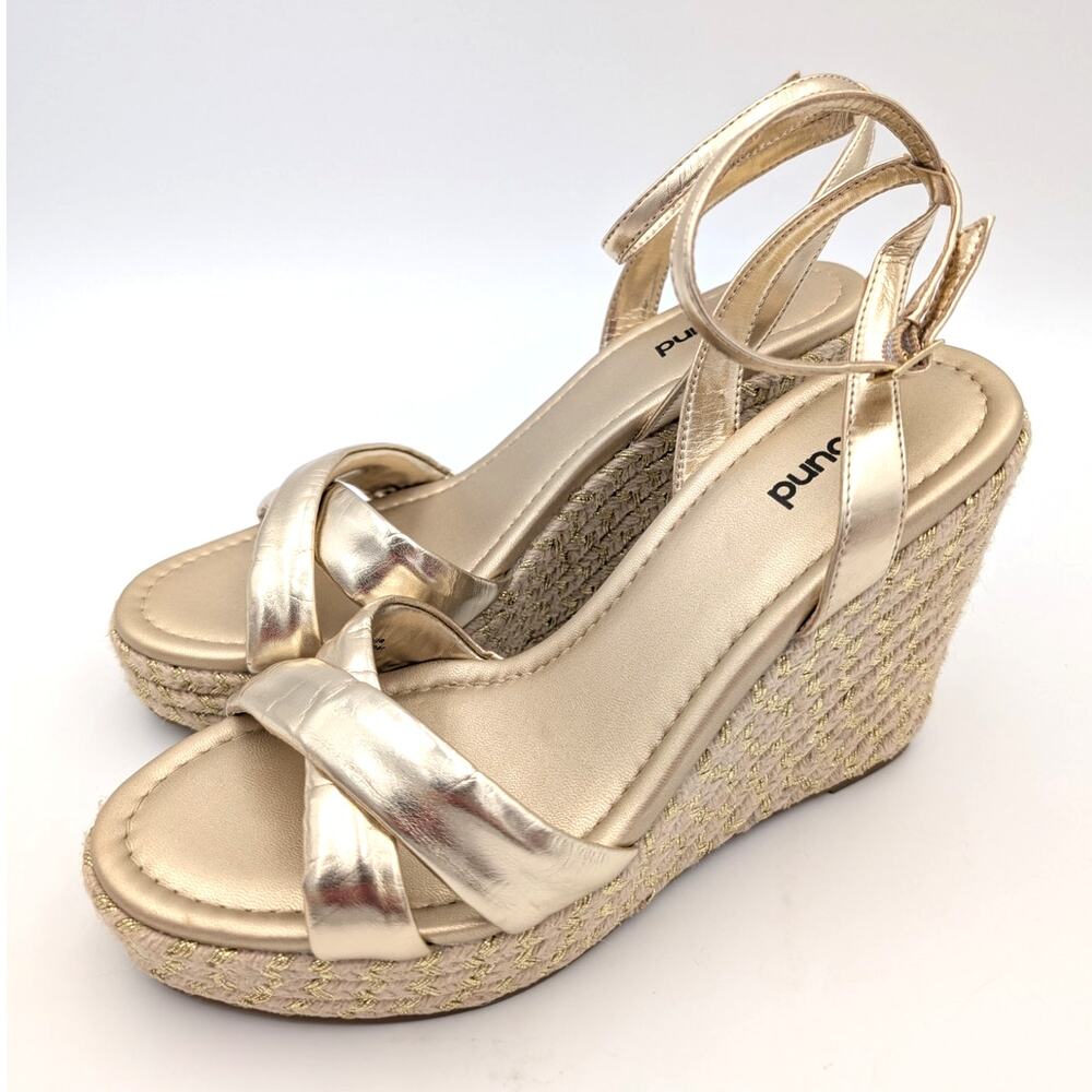 Abound Sukie Espadrille Wedge Sandal Women's Gold Metallic Size US8.5M EU39